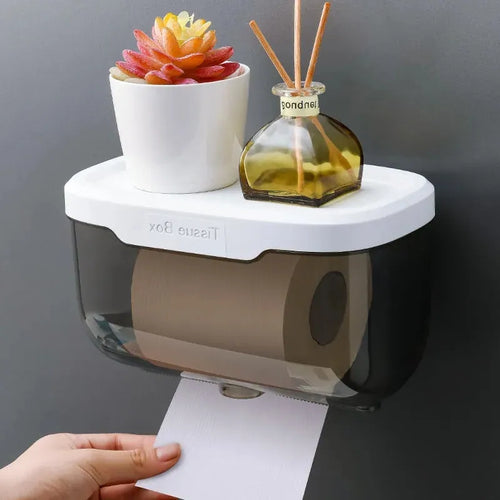 Afinmex™ Waterproof Wall Mount Toilet Paper Holder Shelf