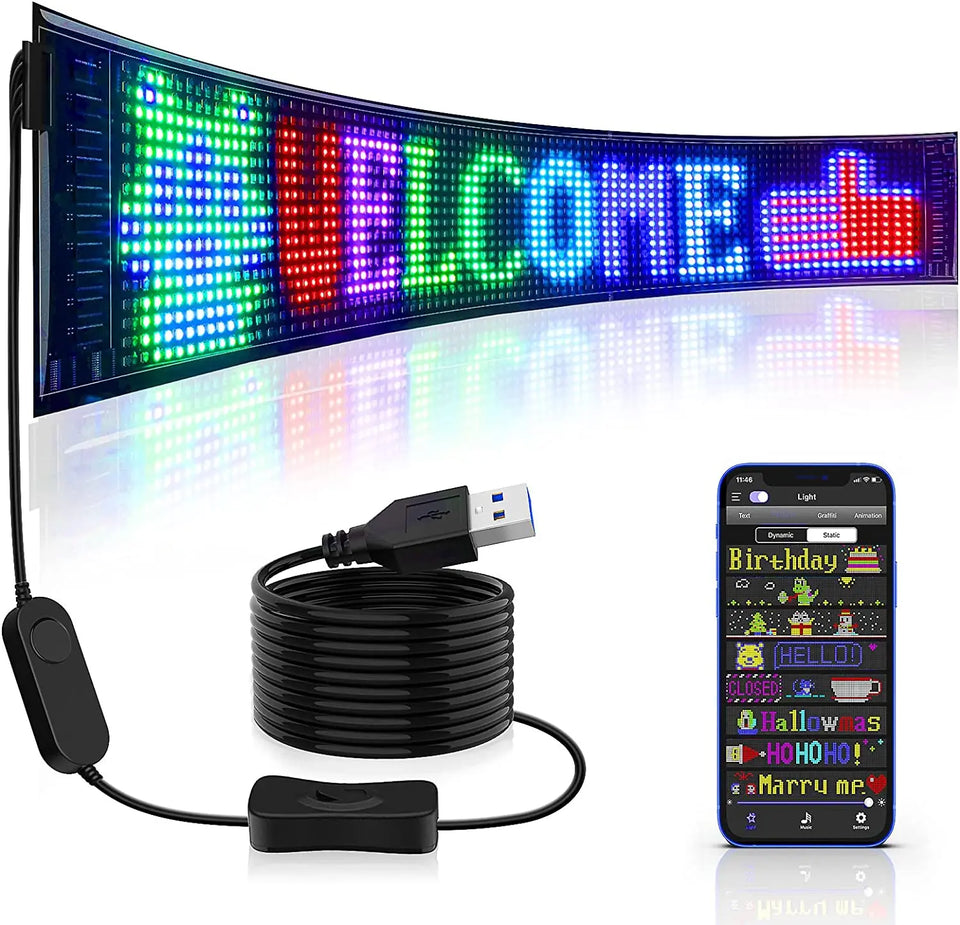 Afinmex™ Scrolling Advertising LED Sign USB 5V Bluetooth APP Control